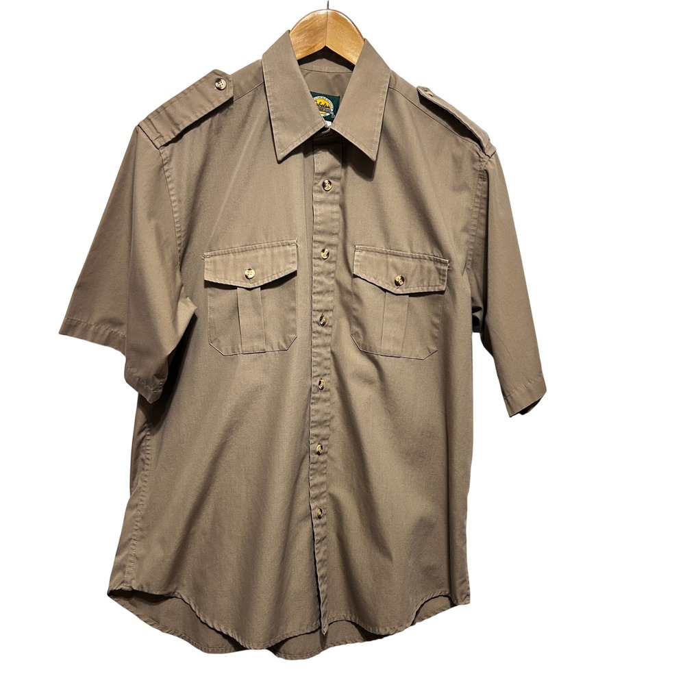 Cabelas Mens Gorpcore Safari‎ Epaulet Shirt L Khaki Utility Tactical Outdoor